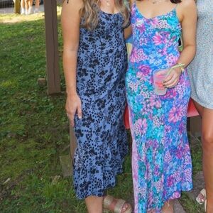 Floral blue and black sundress